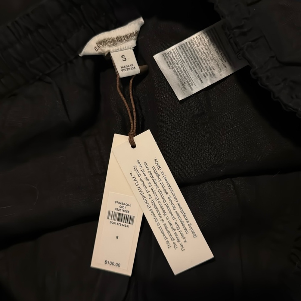 NEW! BANANA REPUBLIC BARREL-LEG LINEN PULL-ON PANT - SMALL ⛓️💥
